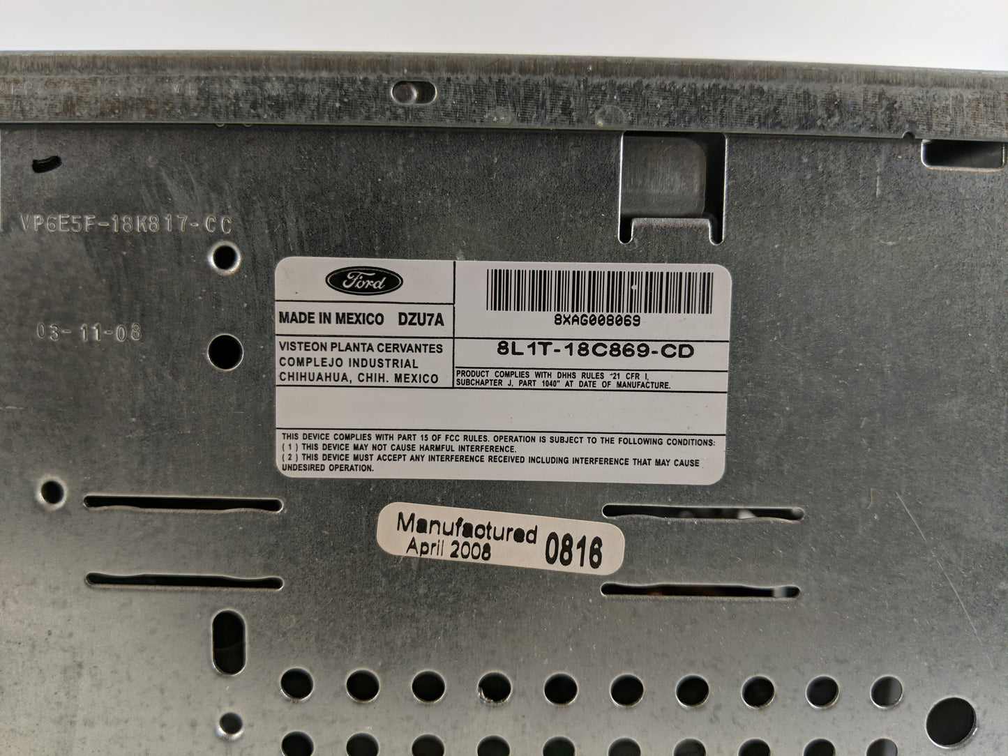 2008 Ford Expedition Radio AM FM Cd Player Receiver Replacement P/N:8L1T-18C869-CD Fits OEM Used Auto Parts - Oemusedautopar
