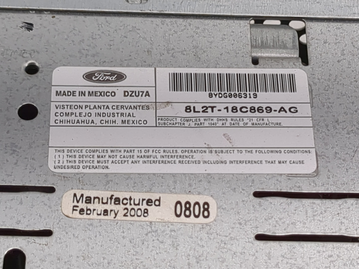2008-2009 Ford Explorer Radio AM FM Cd Player Receiver Replacement P/N:8L2T-18C869-AG 8YDG006319 Fits Fits 2008 2009 OEM Use