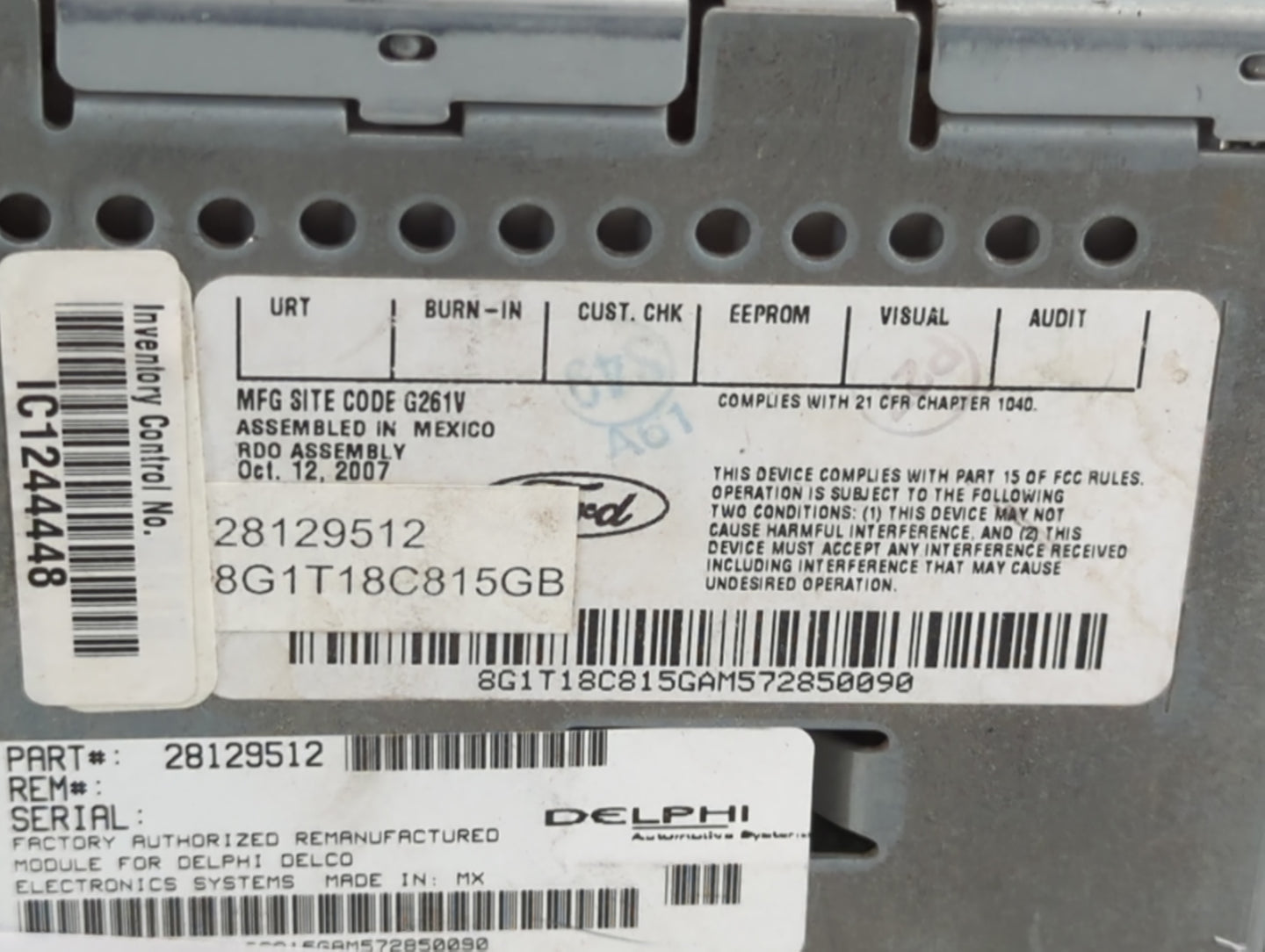 2008-2009 Ford Explorer Radio AM FM Cd Player Receiver Replacement P/N:8G1T 18C815 GB Fits Fits 2008 2009 OEM Used Auto Part