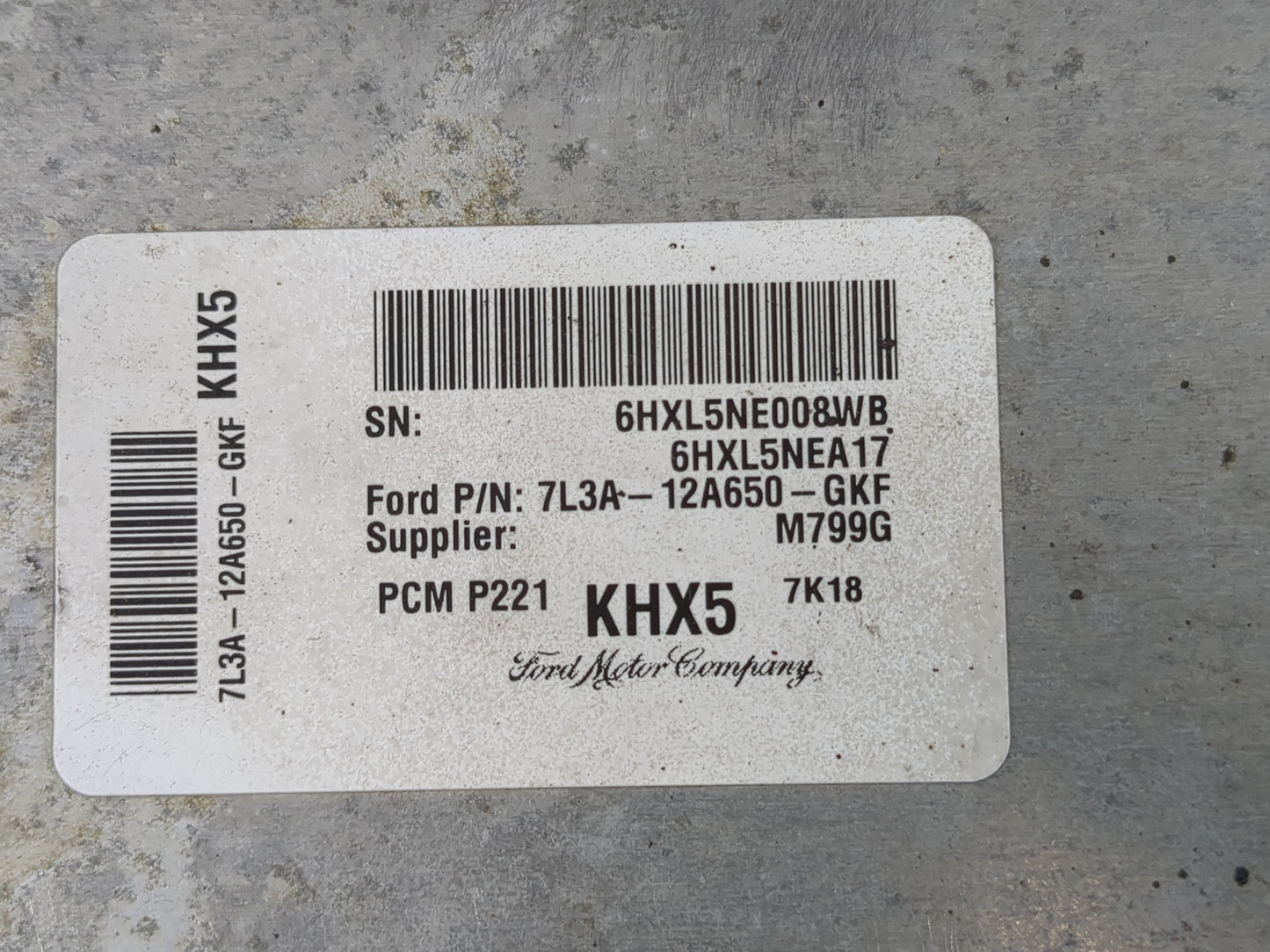 2007-2008 Ford F-150 PCM Engine Control Computer ECU ECM PCU OEM P/N:7L3A-12A650-GKF Fits Fits 2007 2008 OEM Used Auto Parts