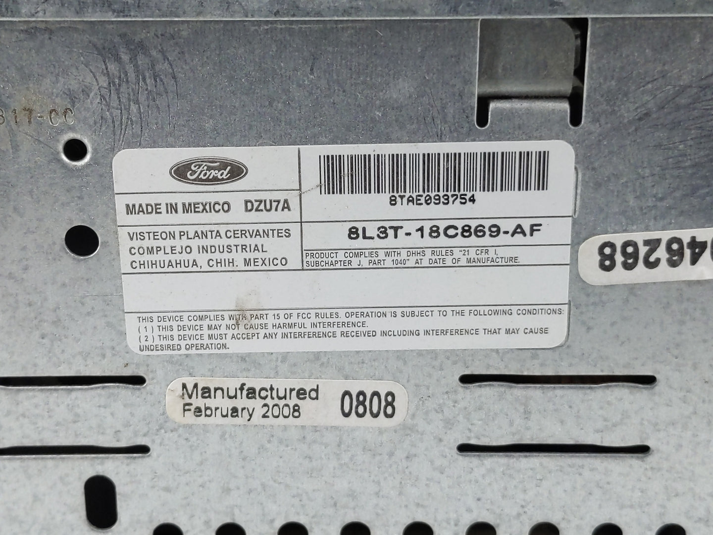 2008 Ford F-150 Radio AM FM Cd Player Receiver Replacement P/N:8L3T-18C869-AF Fits OEM Used Auto Parts - Oemusedautoparts1.c