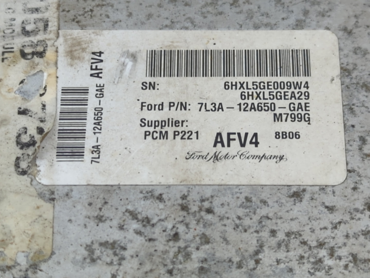 2007-2008 Ford F-150 PCM Engine Control Computer ECU ECM PCU OEM P/N:7L3A-12A650-GAE Fits Fits 2007 2008 OEM Used Auto Parts