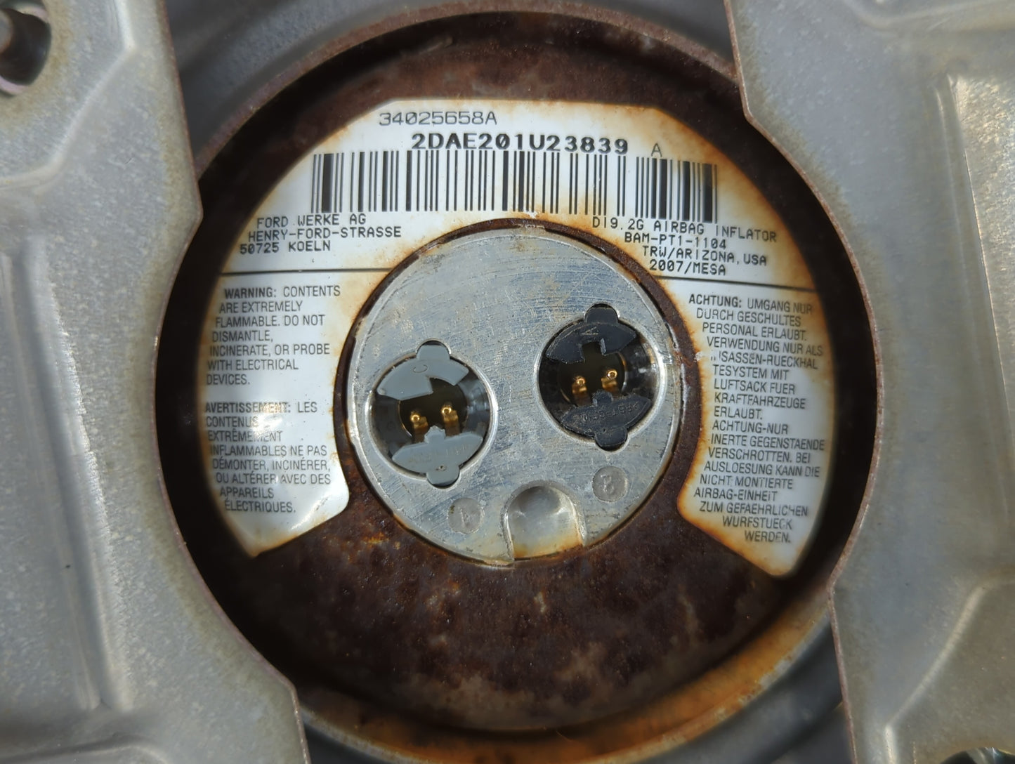 2008 Ford F-150 Air Bag Driver Left Steering Wheel Mounted P/N:BAM-PT1-1104 Fits OEM Used Auto Parts - Oemusedautoparts1.com