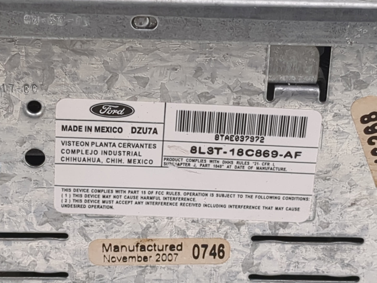 2008 Ford F150 Radio AM FM Cd Player Receiver Replacement P/N:7L3T-18C869-B 8L3T-18C869-AF, 8TAE097972 Fits Fits 2007 OEM Us