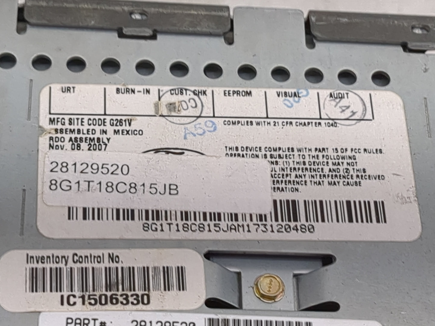 2008-2009 Ford Taurus Radio AM FM Cd Player Receiver Replacement P/N:8G1T18C815JB 28129520 Fits Fits 2008 2009 OEM Used Auto