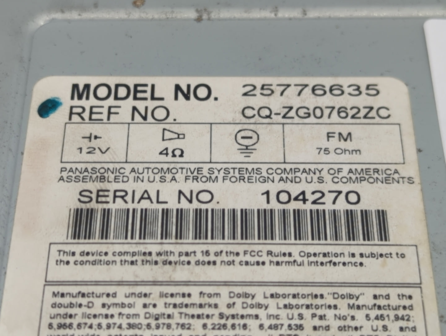 2008 Gmc Acadia Radio AM FM Cd Player Receiver Replacement P/N:25776635 Fits OEM Used Auto Parts - Oemusedautoparts1.com