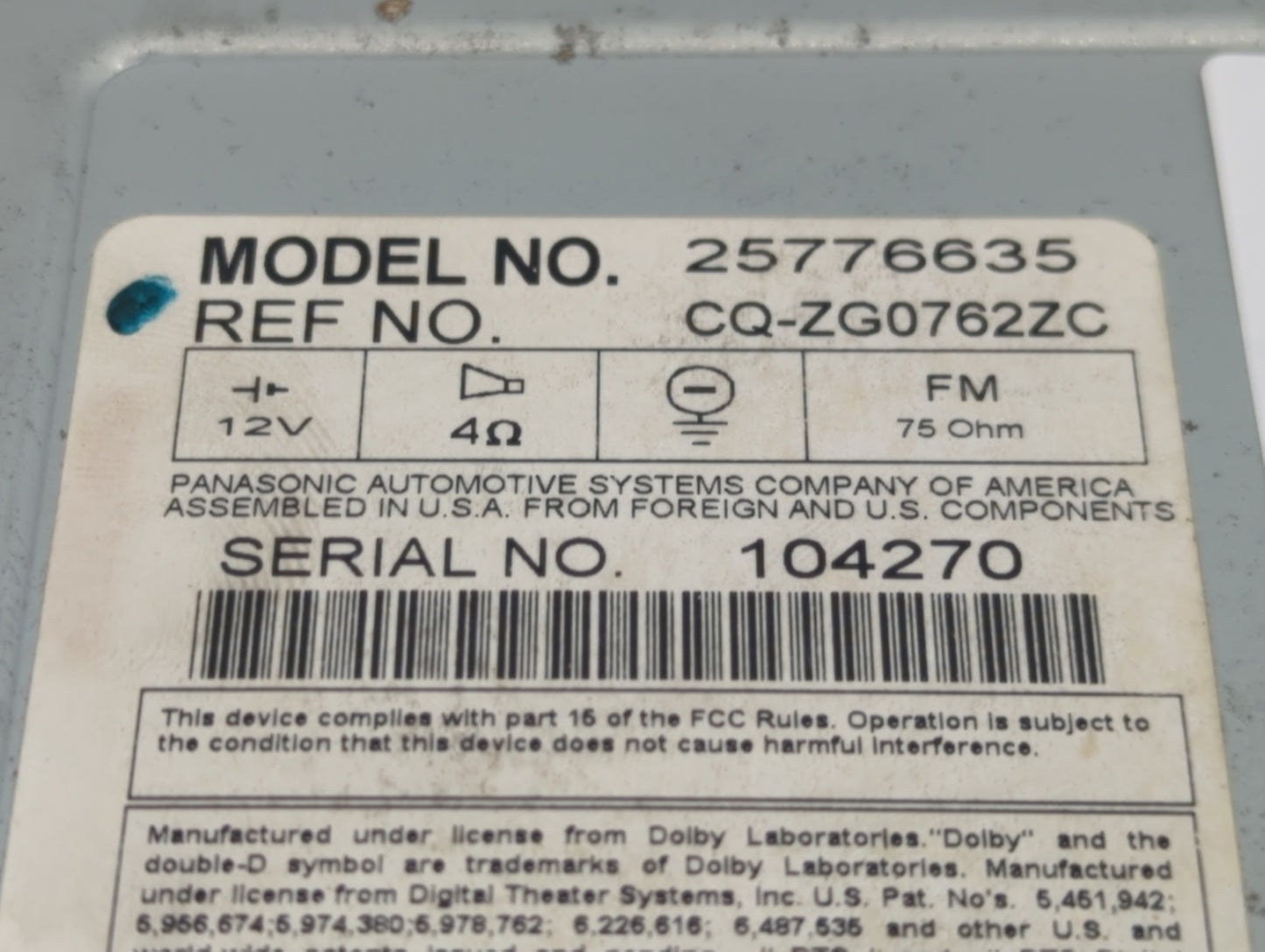2008 Gmc Acadia Radio AM FM Cd Player Receiver Replacement P/N:25776635 Fits OEM Used Auto Parts - Oemusedautoparts1.com