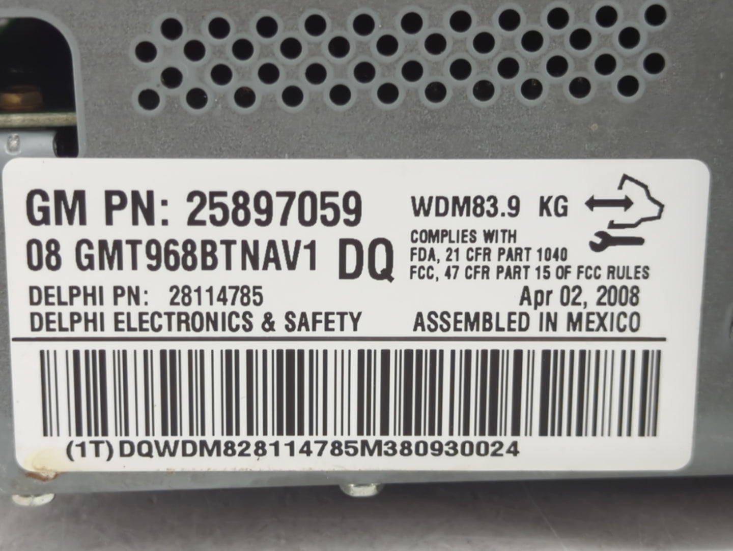 2007-2008 Gmc Acadia Radio AM FM Cd Player Receiver Replacement P/N:25897059 Fits Fits 2007 2008 OEM Used Auto Parts - Oemus