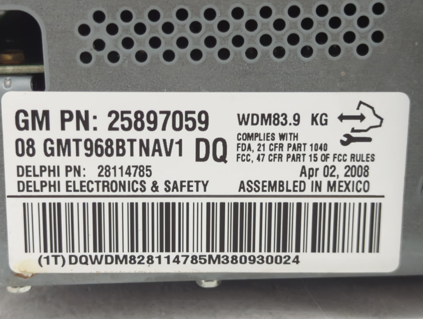 2007-2008 Gmc Acadia Radio AM FM Cd Player Receiver Replacement P/N:25897059 Fits Fits 2007 2008 OEM Used Auto Parts - Oemus