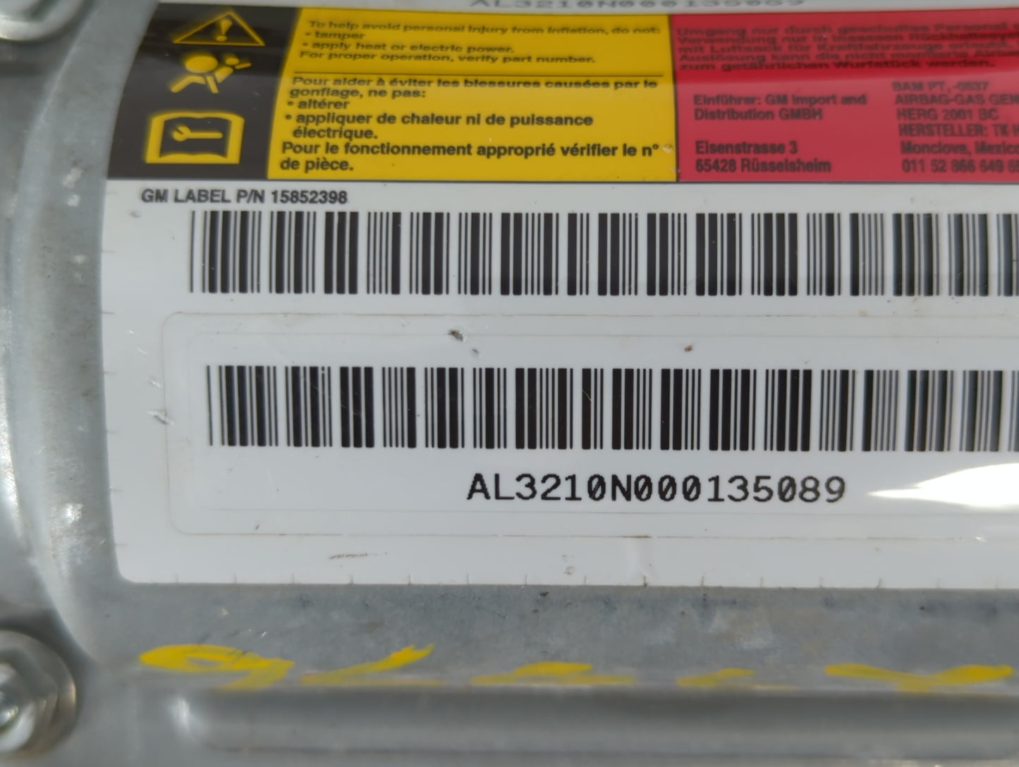 2007-2008 Gmc Yukon Xl 1500 Air Bag Driver Left Steering Wheel Mounted - Oemusedautoparts1.com