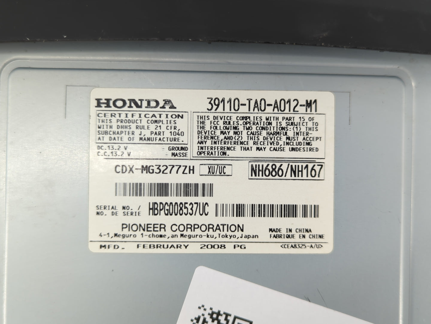 2008-2009 Honda Accord Am Fm Cd Player Radio Receiver - Oemusedautoparts1.com