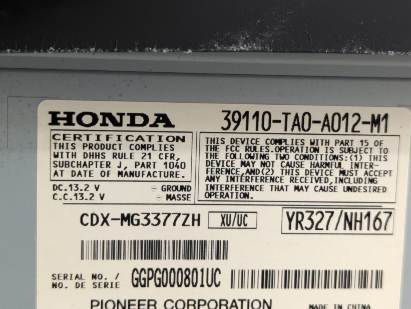 2008-2010 Honda Accord Radio AM FM Cd Player Receiver Replacement P/N:39110-TA0-A012-M1 39110-TA0-A013-M1 Fits Fits 2008 200