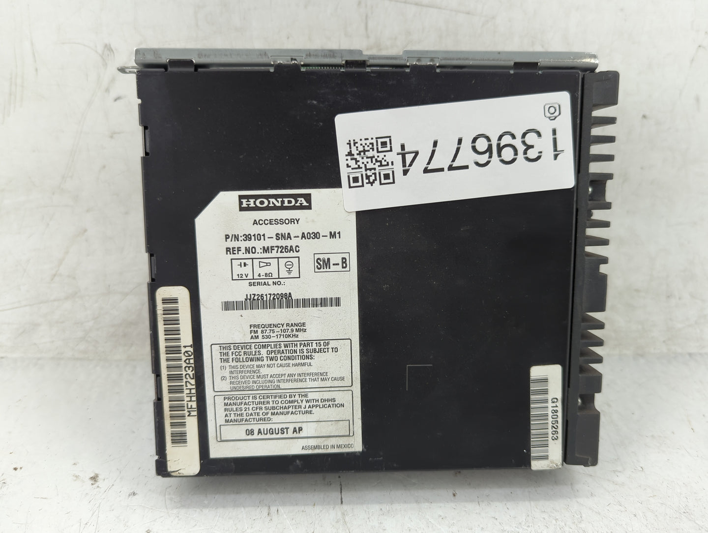 2006-2011 Honda Civic Radio AM FM Cd Player Receiver Replacement P/N:39101-SNA-A030-M1 Fits Fits 2006 2007 2008 2009 2010 20