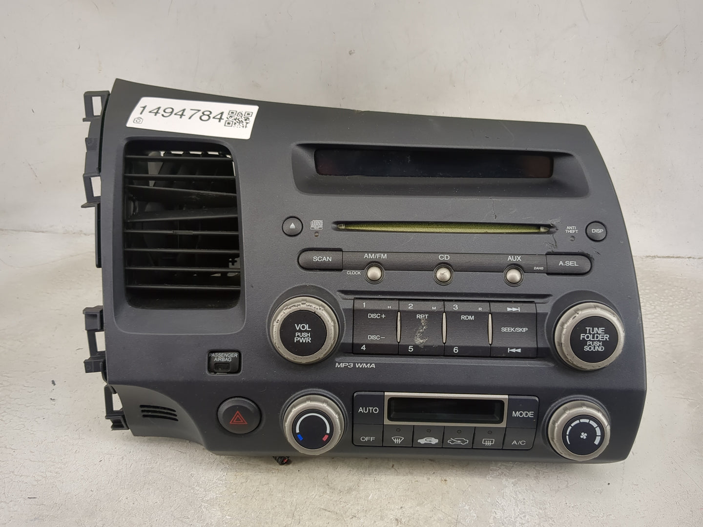 2006-2010 Honda Civic Radio AM FM Cd Player Receiver Replacement P/N:39101-SNA-A610-M1 MF726AJ Fits OEM Used Auto Parts - Oe