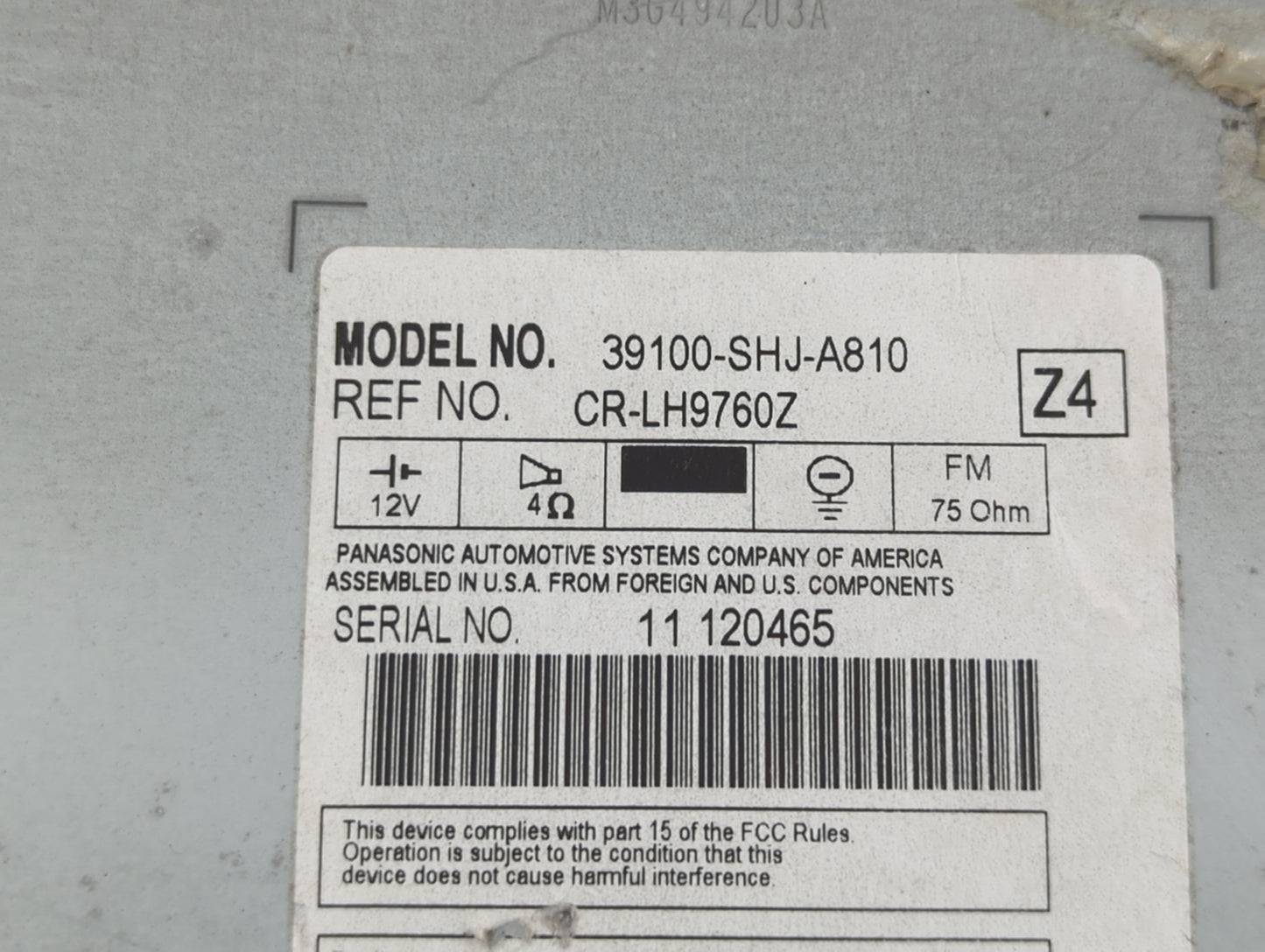 2005-2010 Honda Odyssey Am Fm Cd Player Radio Receiver - Oemusedautoparts1.com