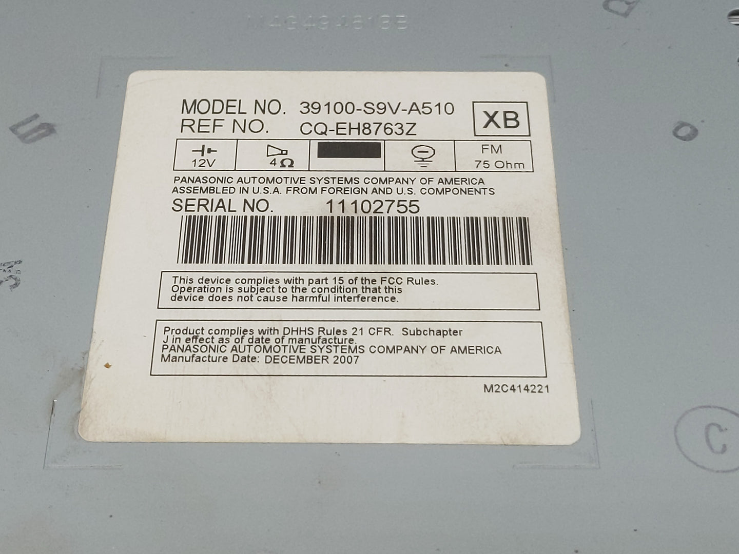 2006-2008 Honda Pilot Radio AM FM Cd Player Receiver Replacement P/N:39100-S9V-A510 Fits Fits 2006 2007 2008 OEM Used Auto P