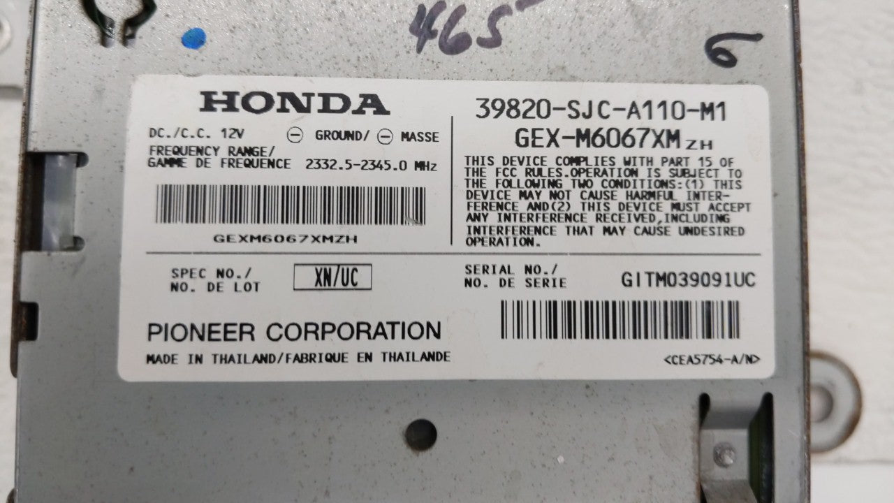 2007-2014 Honda Ridgeline Am Fm Cd Player Radio Receiver - Oemusedautoparts1.com