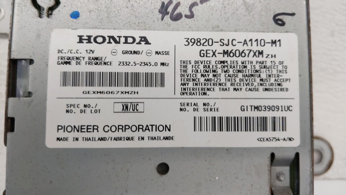 2007-2014 Honda Ridgeline Am Fm Cd Player Radio Receiver 131564 - Oemusedautoparts1.com