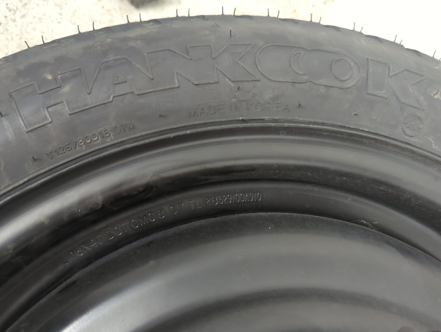 2008 Hyundai Sonata Spare Donut Tire Wheel Rim Oem 5036363 - Oemusedautoparts1.com