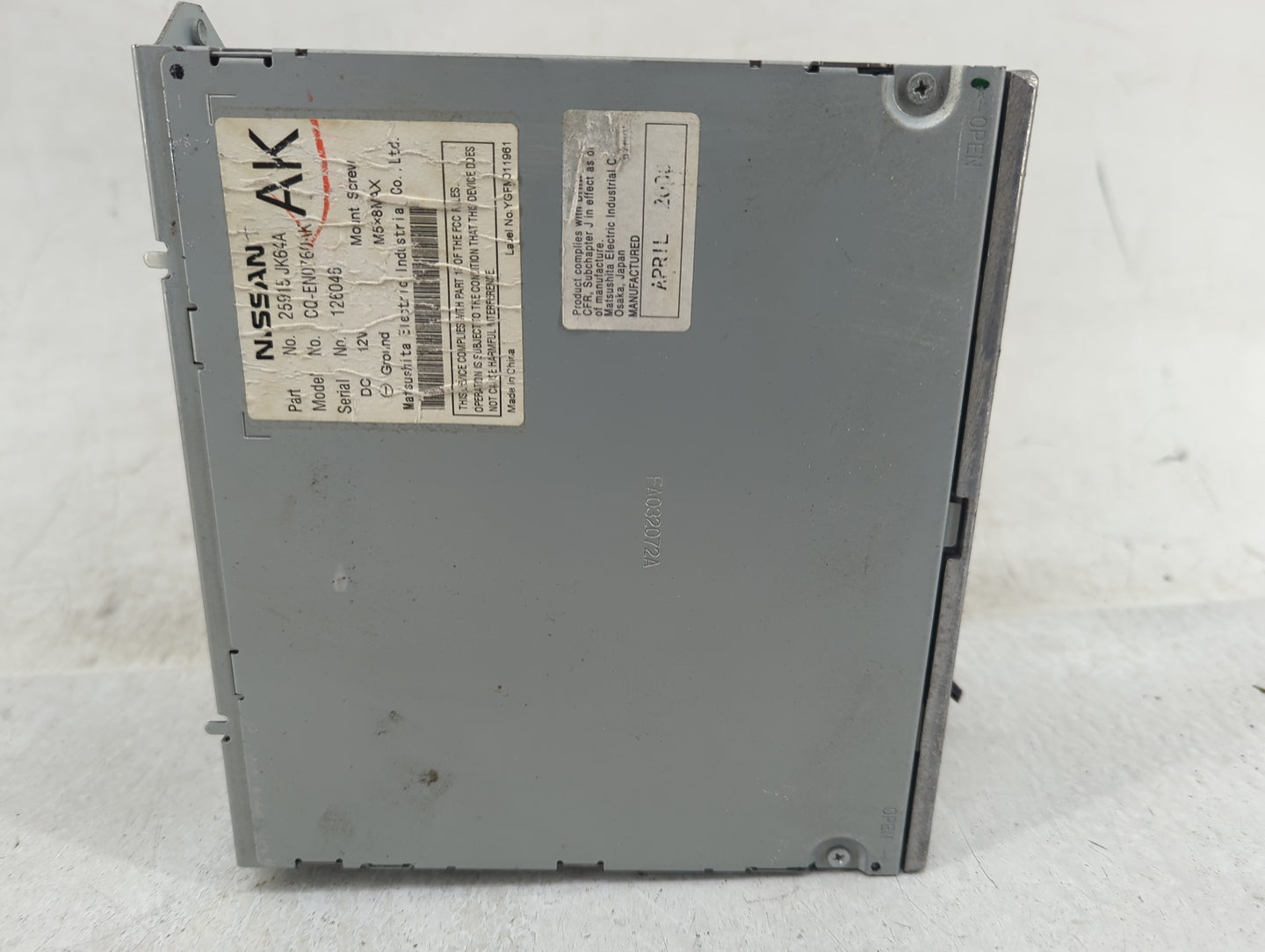 2008 Infiniti G35 Radio AM FM Cd Player Receiver Replacement P/N:25915-JK64A Fits Fits 2009 OEM Used Auto Parts - Oemusedaut