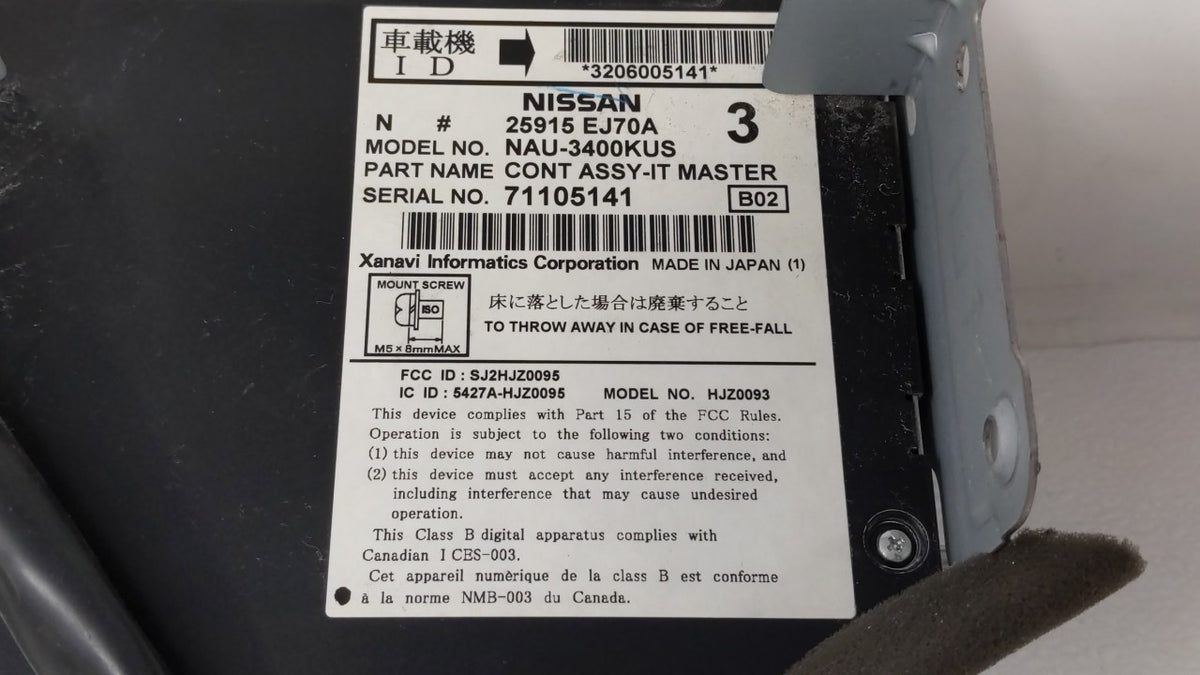 2008 Infiniti M35 Radio AM FM Cd Player Receiver Replacement P/N:25915 EJ70A OEM Used Auto Parts - Oemusedautoparts1.com