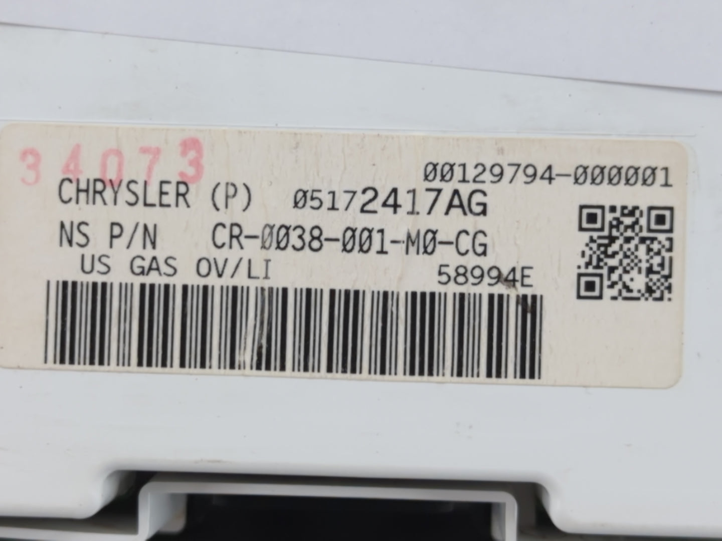 2008 Jeep Commander Instrument Cluster Speedometer Gauges P/N:CR-0038-001-M0-CG 05172417AG Fits OEM Used Auto Parts - Oemuse