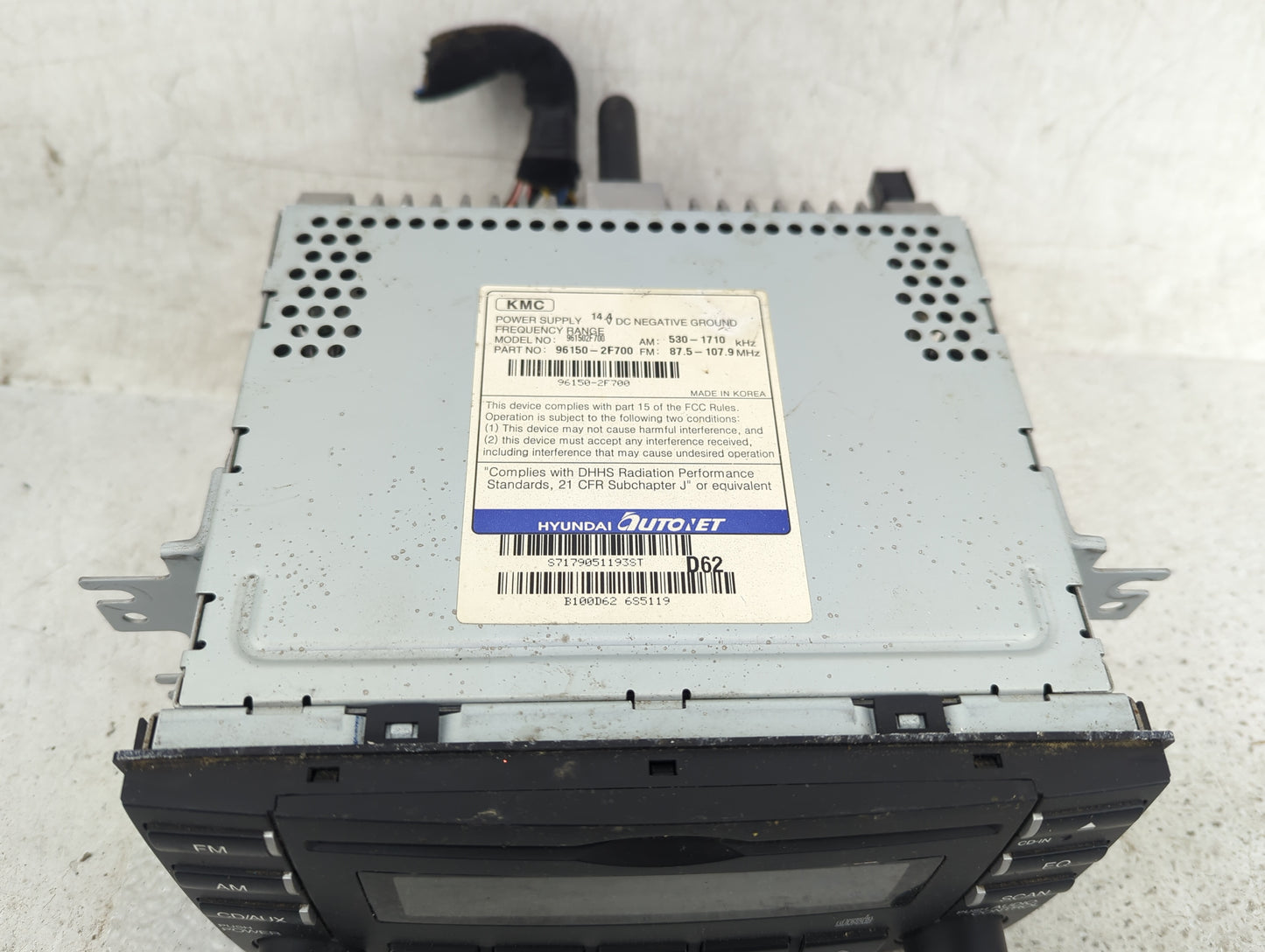 2007-2009 Kia Spectra Radio AM FM Cd Player Receiver Replacement P/N:96150-2F700 Fits Fits 2007 2008 2009 OEM Used Auto Part