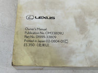 2008 Lexus Es350 Owners Manual Book Guide P/N:01999-33809 OEM Used Auto Parts - Oemusedautoparts1.com