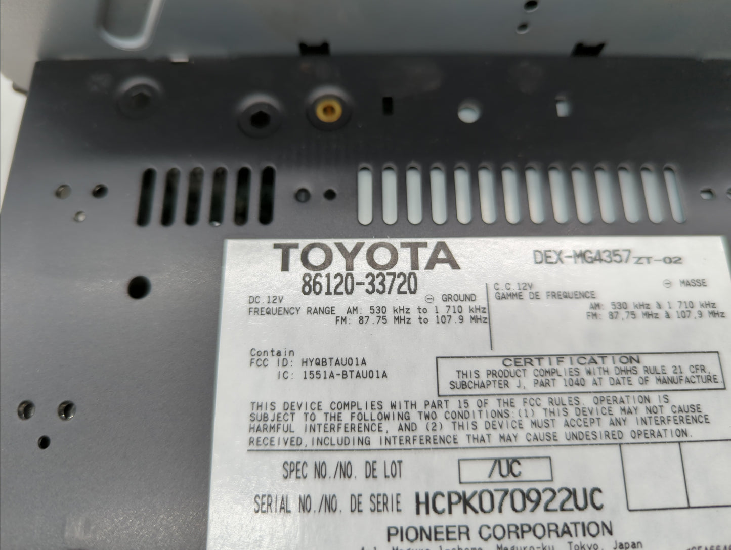 2007-2009 Lexus Es350 Am Fm Cd Player Radio Receiver - Oemusedautoparts1.com