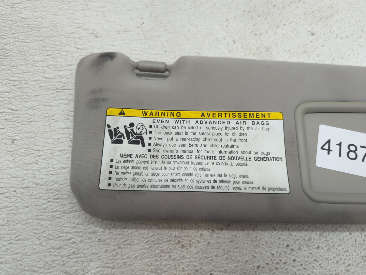 2007-2009 Lexus Es350 Sun Visor Shade Replacement Passenger Right Mirror Fits Fits 2007 2008 2009 OEM Used Auto Parts - Oemu