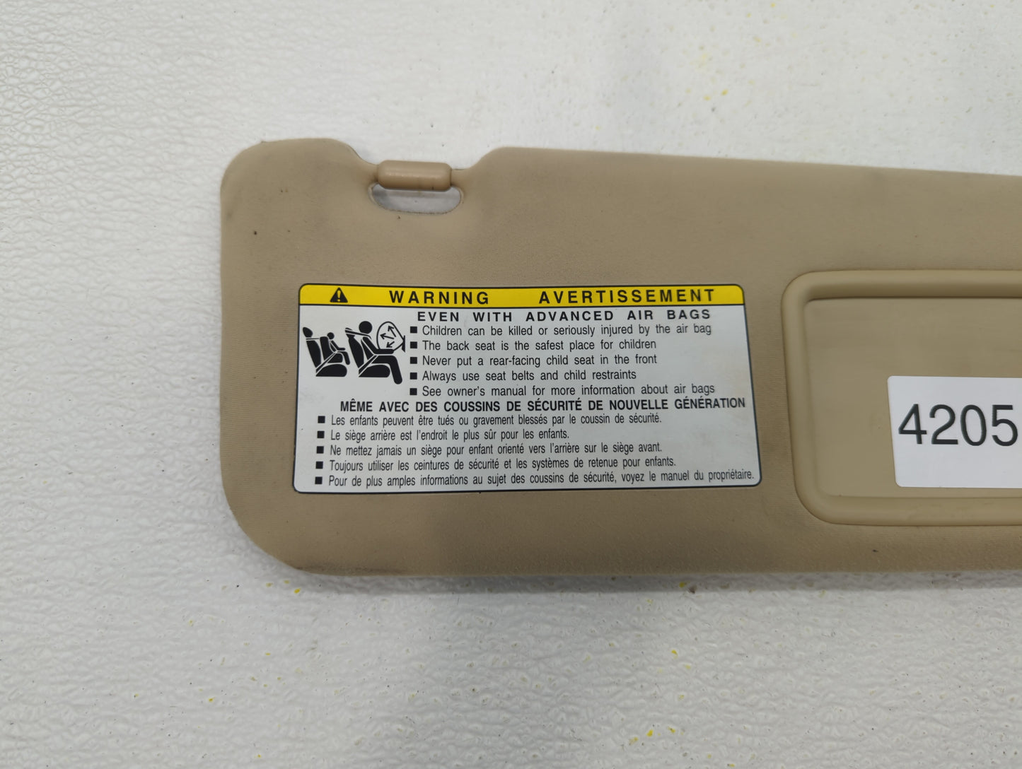 2007-2009 Lexus Es350 Sun Visor Shade Replacement Passenger Right Mirror Fits Fits 2007 2008 2009 OEM Used Auto Parts - Oemu