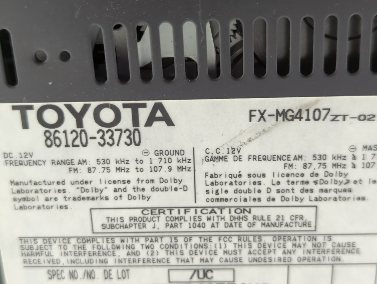 2007-2009 Lexus Es350 Am Fm Cd Player Radio Receiver 568966 - Oemusedautoparts1.com