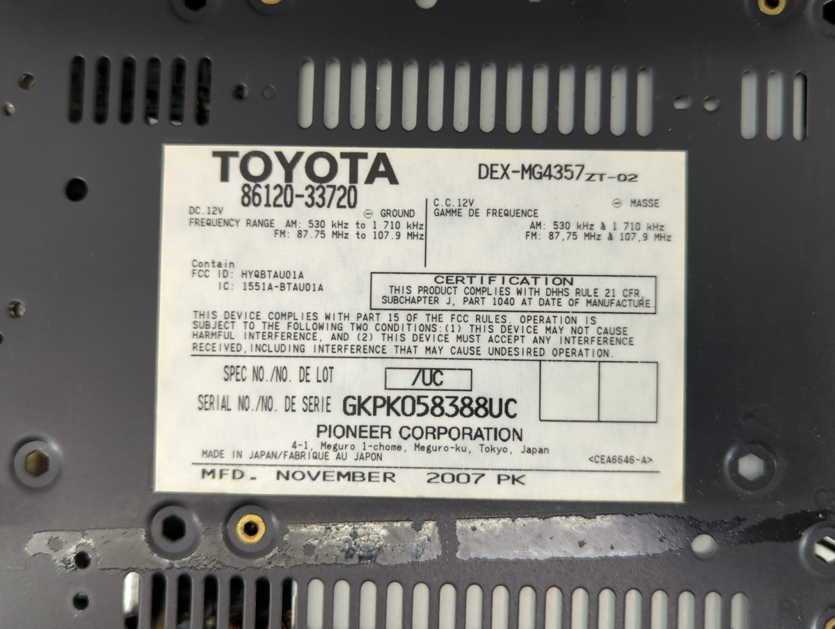 2007-2009 Lexus Es350 Am Fm Cd Player Radio Receiver 572752 - Oemusedautoparts1.com