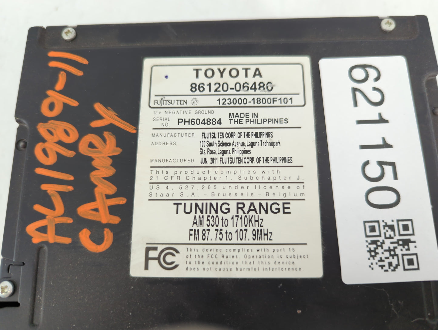 2006-2009 Lexus Is250 Radio AM FM Cd Player Receiver Replacement P/N:86120-06480 86120-53430 Fits OEM Used Auto Parts - Oemu