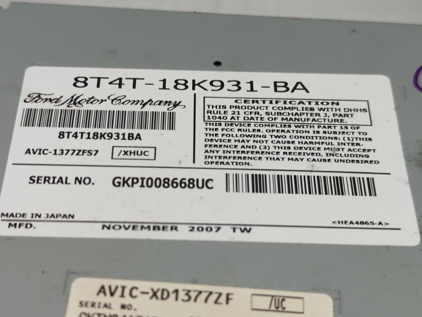 2008 Lincoln Mkx Radio AM FM Cd Player Receiver Replacement P/N:8T4T-18K931-BA 8A1T-18K931-CA Fits OEM Used Auto Parts - Oem