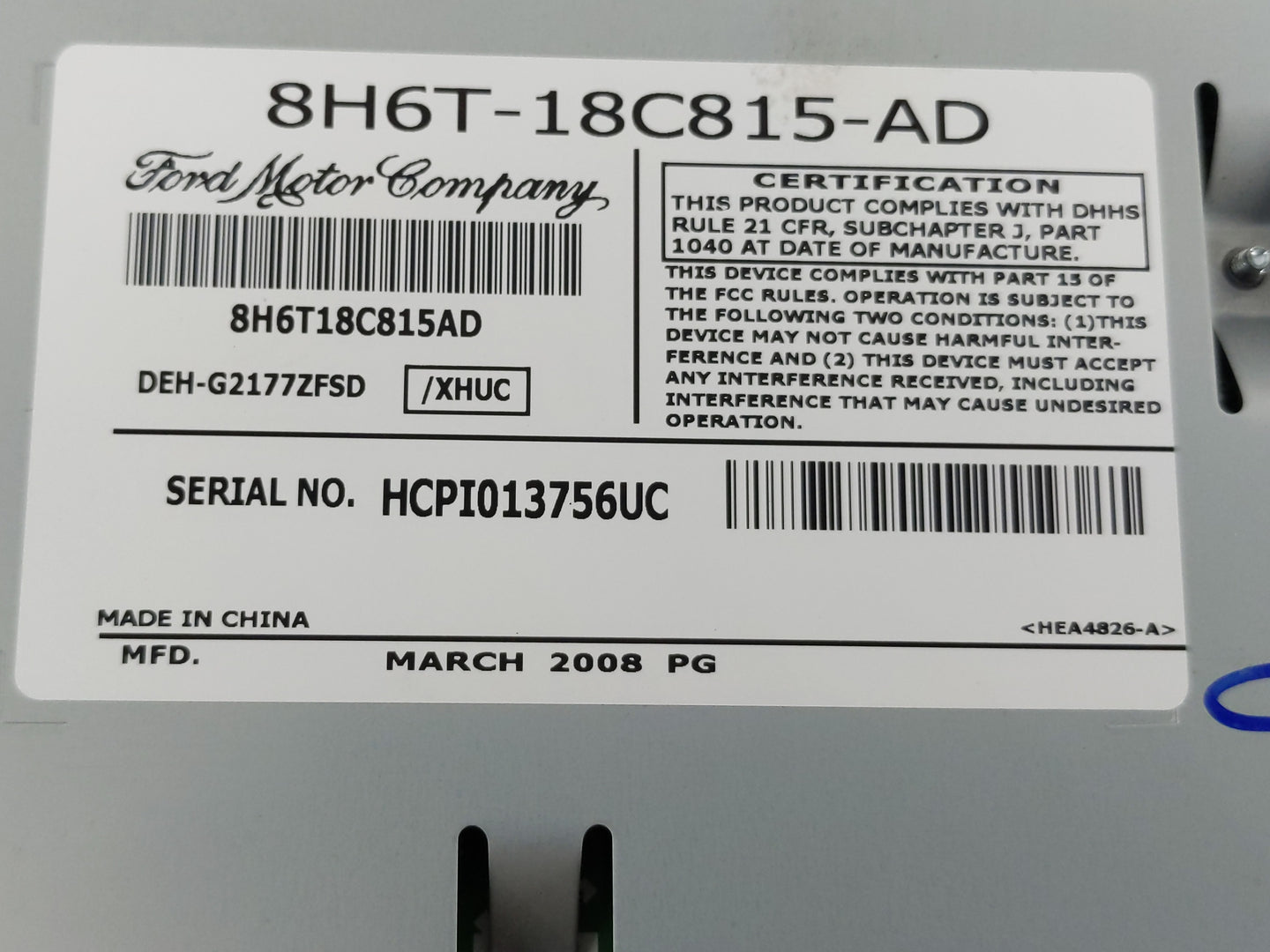 2008 Lincoln Mkz Radio AM FM Cd Player Receiver Replacement P/N:8H6T-18C815-AD Fits OEM Used Auto Parts - Oemusedautoparts1.