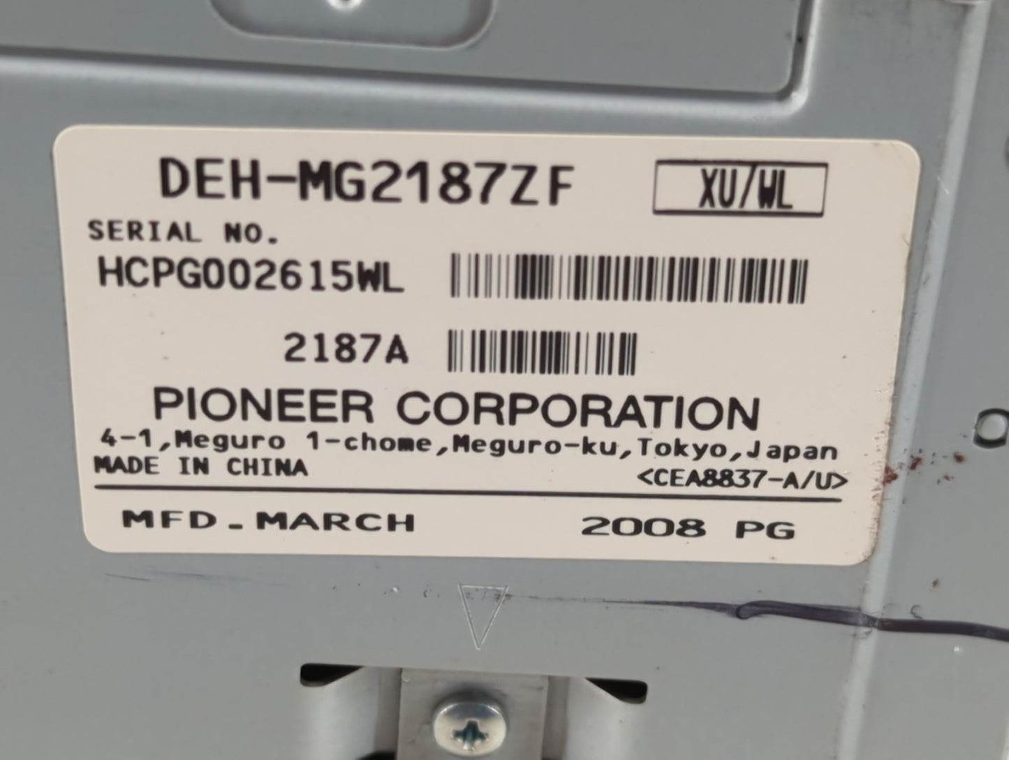 2008 Lincoln Mkz Radio AM FM Cd Player Receiver Replacement P/N:DEH-MG2187ZF Fits OEM Used Auto Parts - Oemusedautoparts1.co