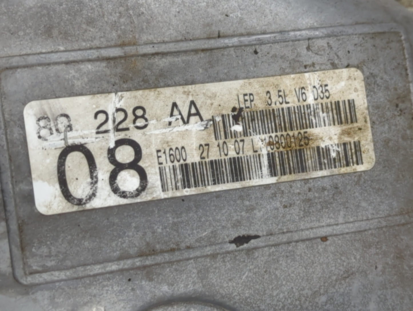 2008 Lincoln Mkz Driver Left Cylinder Head Valve Cover P/N:E1600 27 10 07 80 228 AA Fits OEM Used Auto Parts - Oemusedautopa