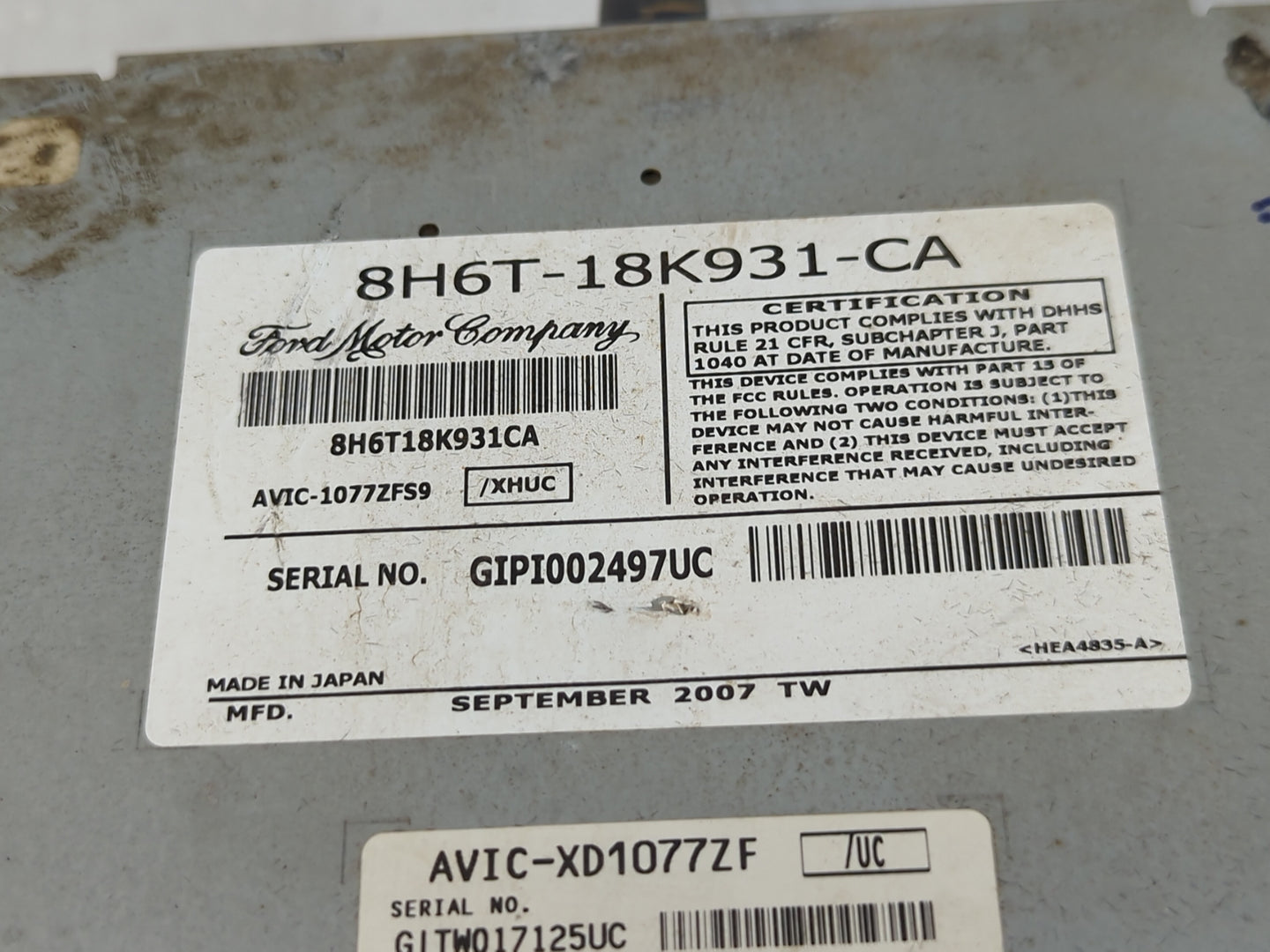 2008-2009 Lincoln Mkz Radio AM FM Cd Player Receiver Replacement P/N:8H6T-18K931-CA Fits Fits 2008 2009 OEM Used Auto Parts 