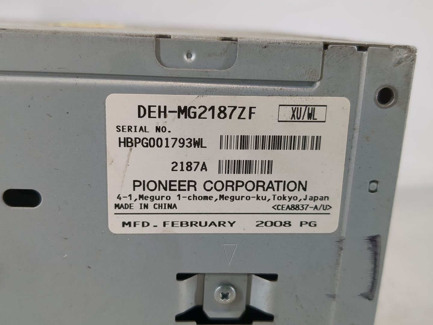 2008 Lincoln Mkz Radio AM FM Cd Player Receiver Replacement P/N:DEH-MG2187ZF Fits OEM Used Auto Parts - Oemusedautoparts1.co