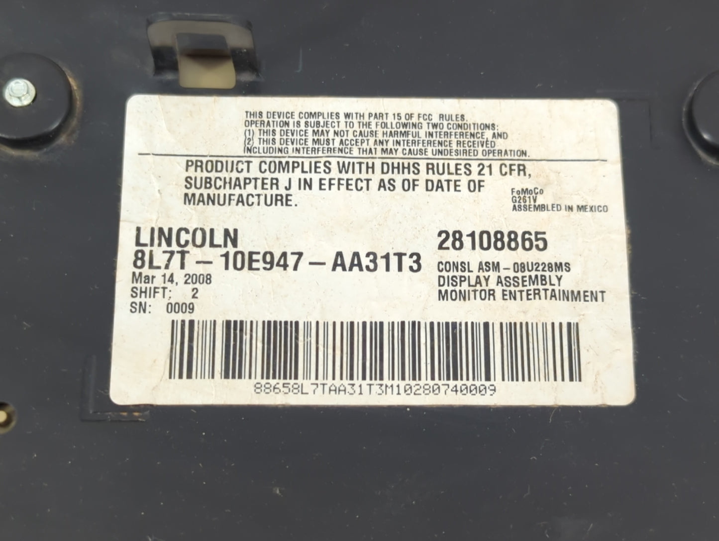 2008 Lincoln Navigator Information Display Screen - Oemusedautoparts1.com