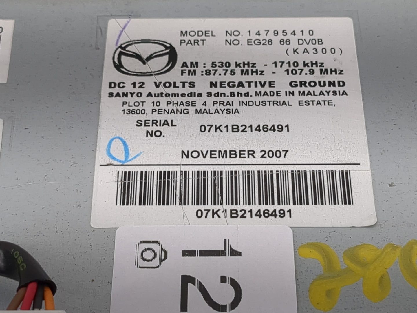 2007-2008 Mazda Cx-7 Radio AM FM Cd Player Receiver Replacement P/N:EG26 66 DV0B Fits Fits 2007 2008 OEM Used Auto Parts - O