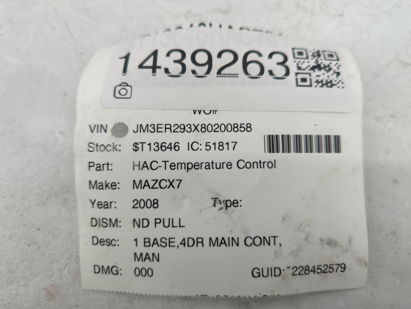 2007-2009 Mazda Cx-7 Climate Control Module Temperature AC/Heater Replacement P/N:BEQ1 N130CE0241.09 Fits Fits 2007 2008 200