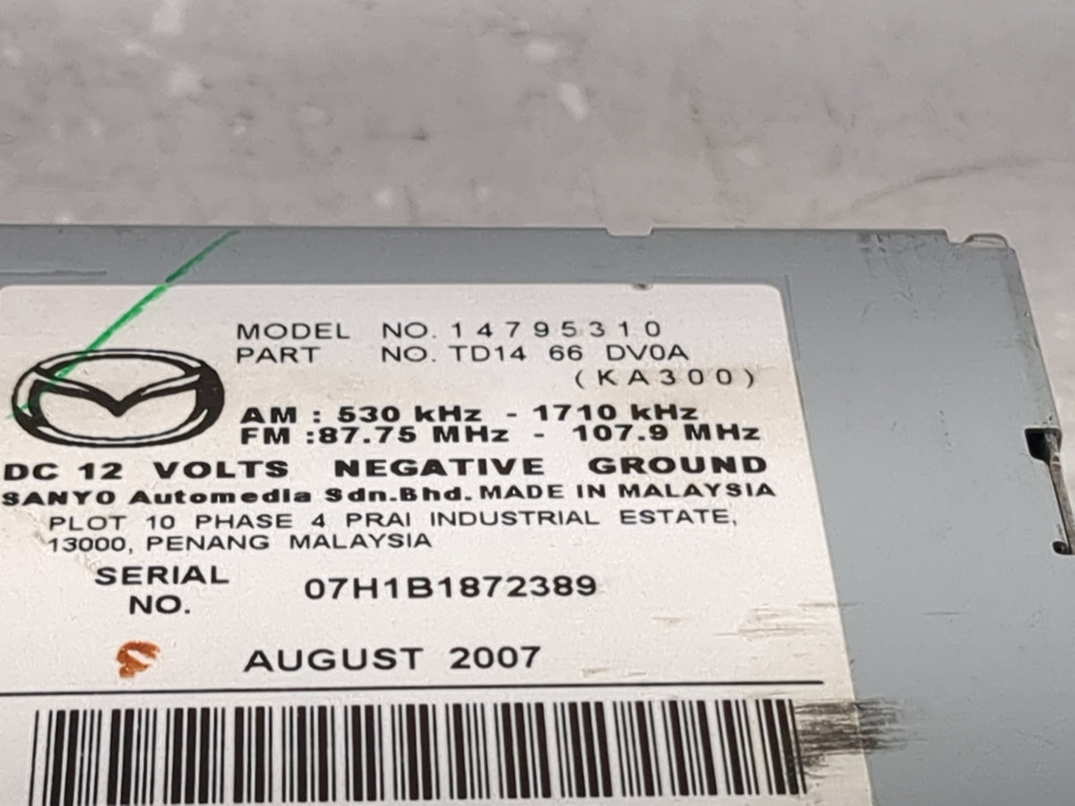 2007-2008 Mazda Cx-9 Radio AM FM Cd Player Receiver Replacement P/N:14795310 TD1466DV0A Fits Fits 2007 2008 OEM Used Auto Pa