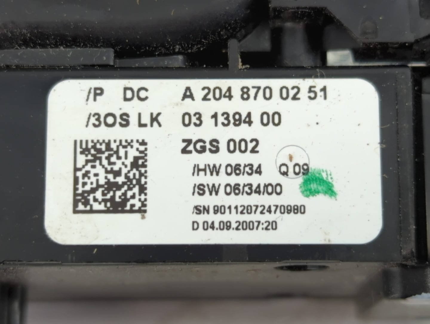 2008-2014 Mercedes-Benz C300 Master Power Window Switch Replacement Driver Side Left P/N:A 204 870 02 51 Fits OEM Used Auto 