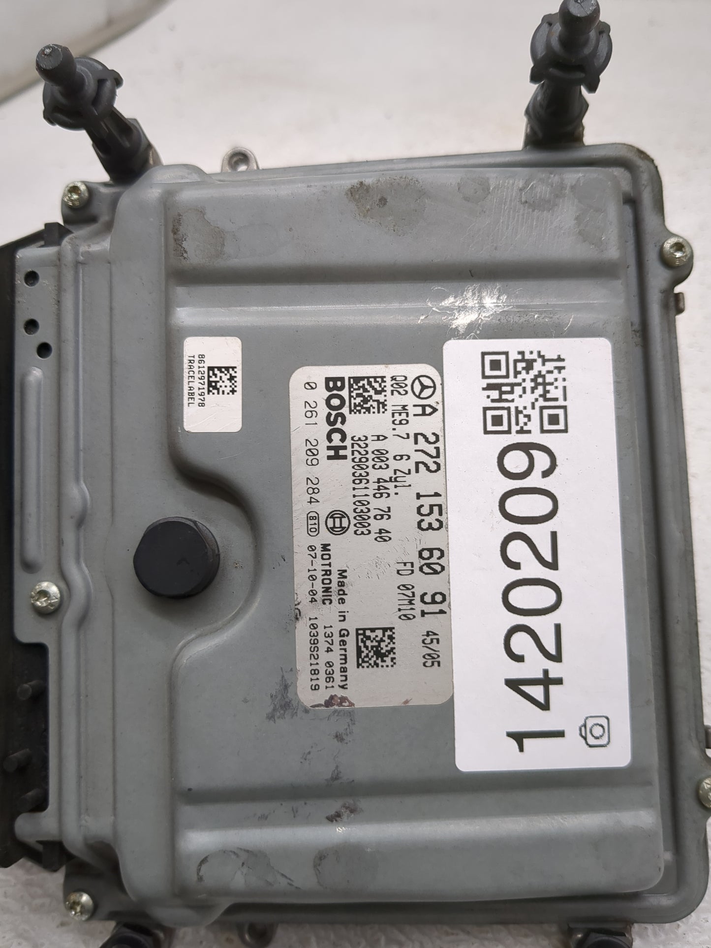 2007-2009 Mercedes-Benz Clk350 PCM Engine Control Computer ECU ECM PCU OEM P/N:A 272 153 60 91 0 261 209 284 Fits OEM Used A