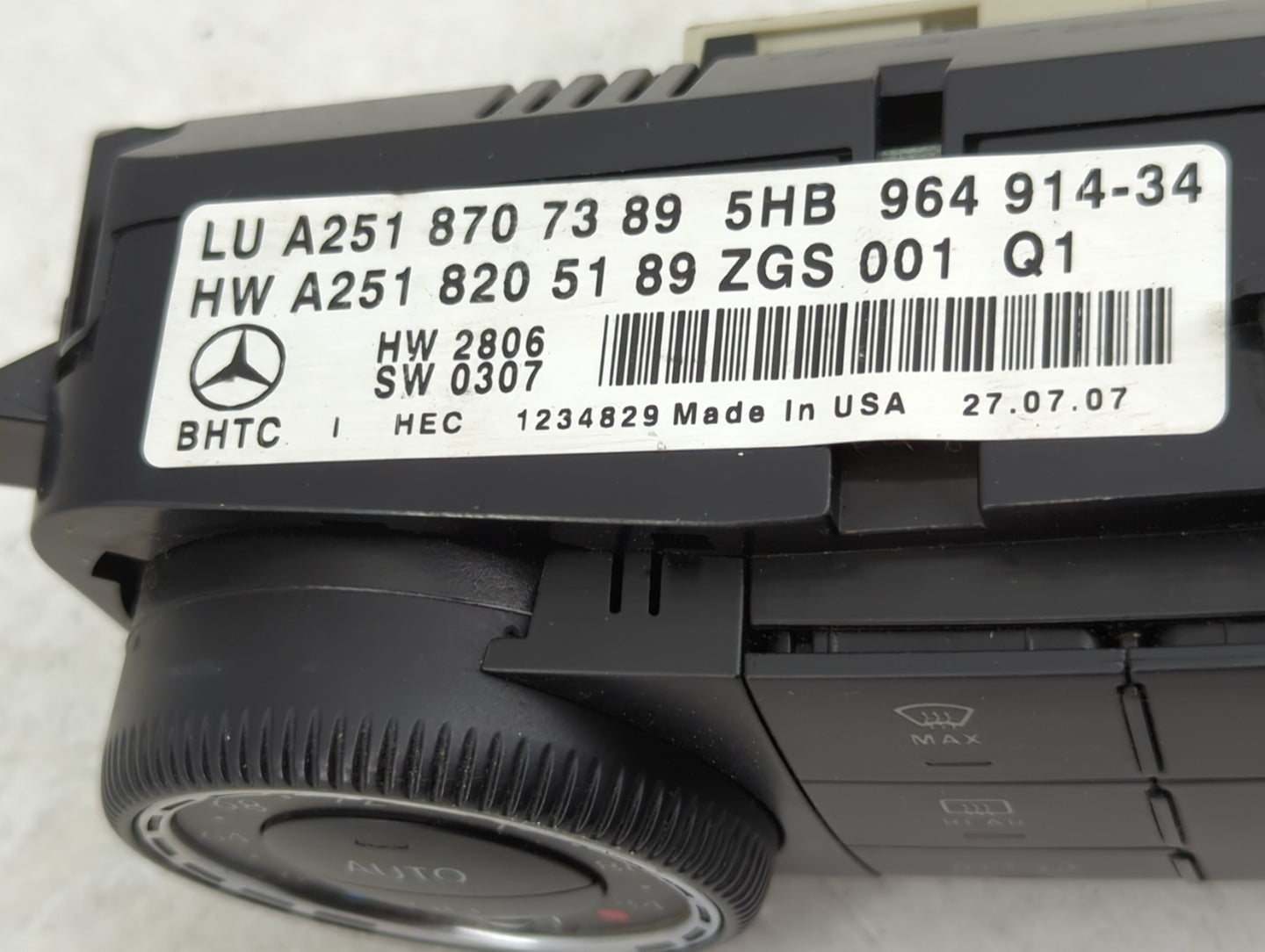 2007-2008 Mercedes-Benz Gl450 Climate Control Module Temperature AC/Heater Replacement P/N:A251 820 51 89 A251 870 73 89 Fit