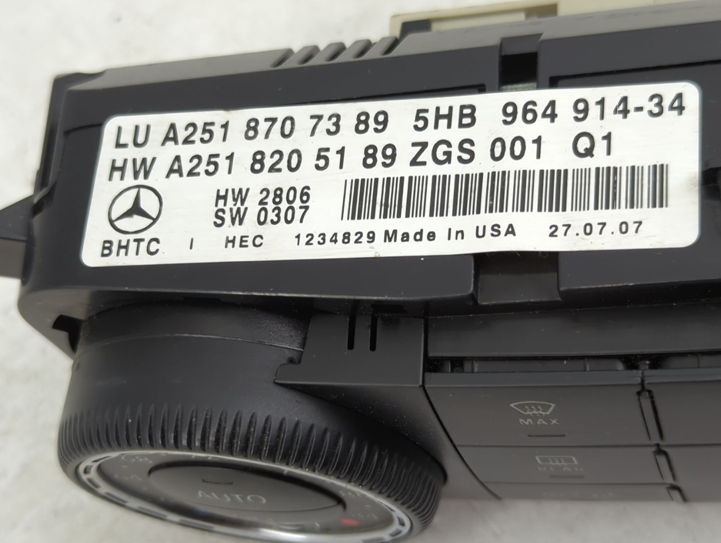 2007-2008 Mercedes-Benz Gl450 Climate Control Module Temperature AC/Heater Replacement P/N:A251 820 51 89 A251 870 73 89 Fit