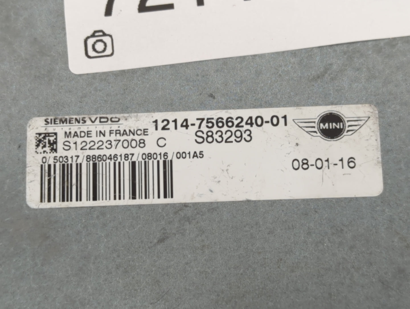 2008 Mini Cooper PCM Engine Control Computer ECU ECM PCU OEM P/N:S122237008C 1214-7566240-01 Fits OEM Used Auto Parts - Oemu