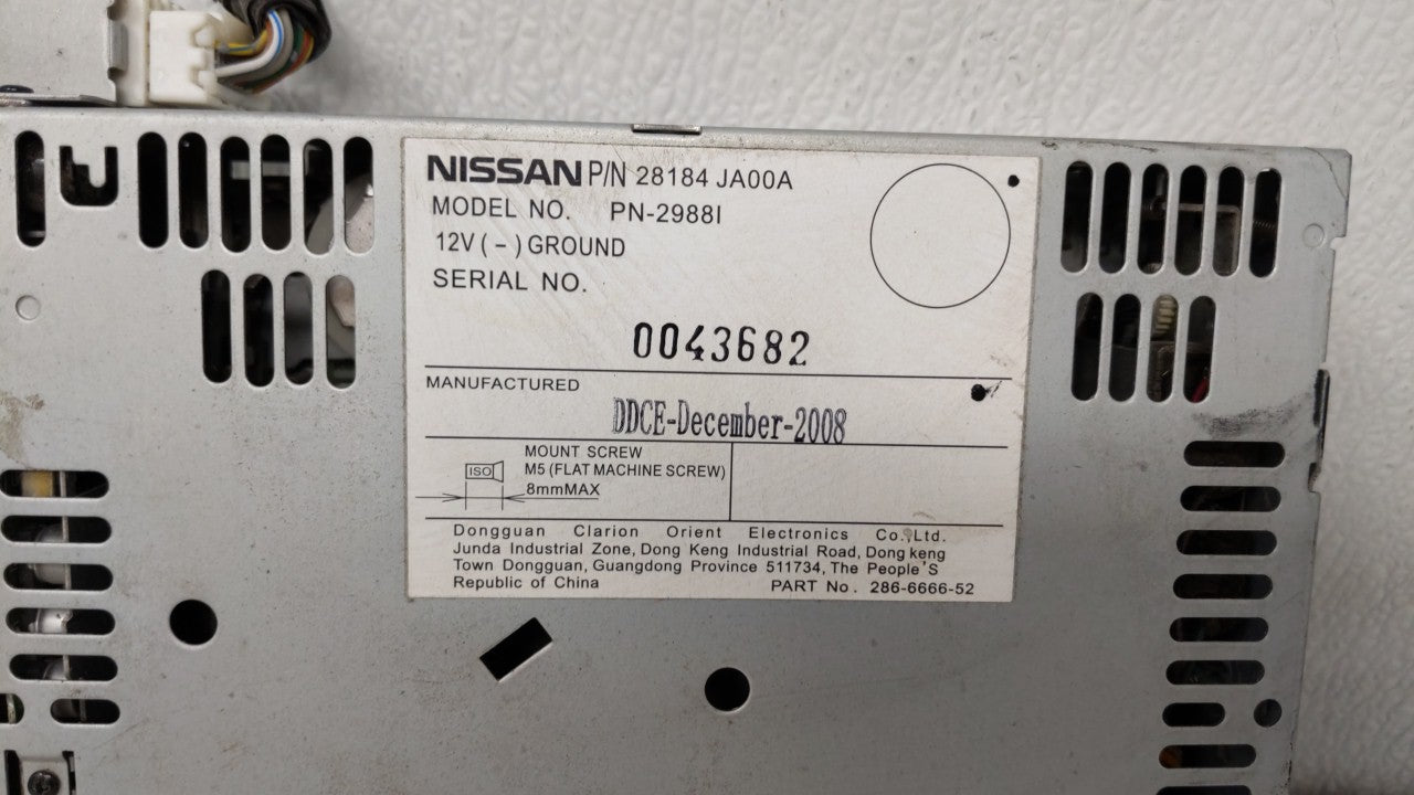 2007-2009 Nissan Altima Radio AM FM Cd Player Receiver Replacement P/N:28184-JA00A Fits Fits 2007 2008 2009 OEM Used Auto Pa